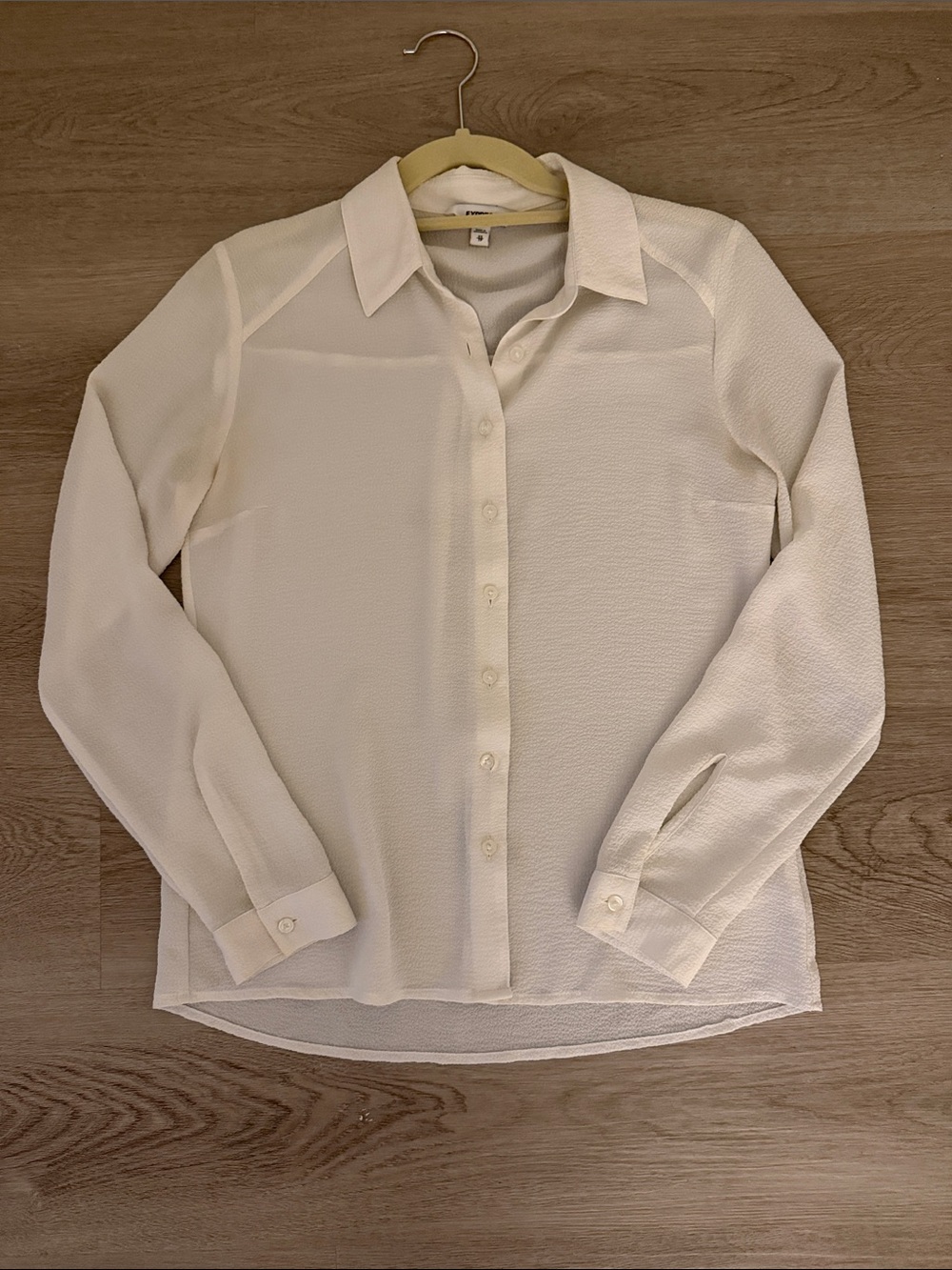 Express Cream Collared Button Front Shirt